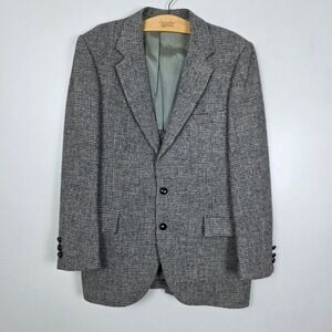 Harris Tweed Wool Sports Coat Houndstooth Mens Ballymoor 40R